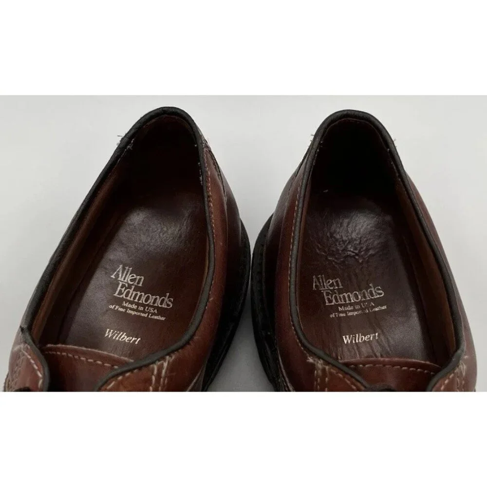Allen Edmonds Mens Wilbert Oxford Shoes 11.5B Chili Split Toe Rubber Soles Brown